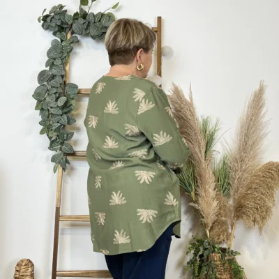 K820- Blouse brodée Christy (T44-T52) - kaki - 52