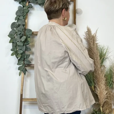 Z327- Blouse brodée coton (Gt) 🇮🇹 - beige - taille-unique-grande-taille