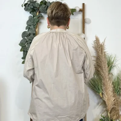 Z327- Blouse brodée coton (Gt) 🇮🇹 - beige - taille-unique-grande-taille