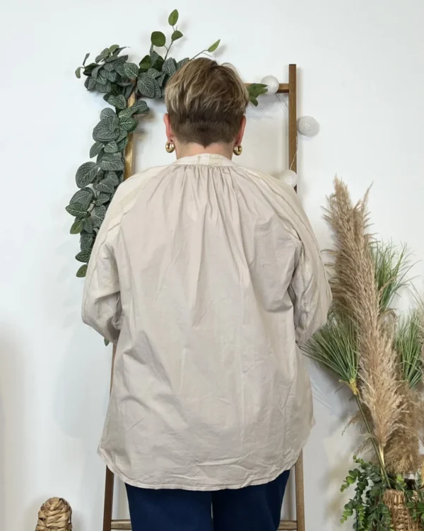 Z327- Blouse brodée coton (Gt) 🇮🇹 - beige - taille-unique-grande-taille