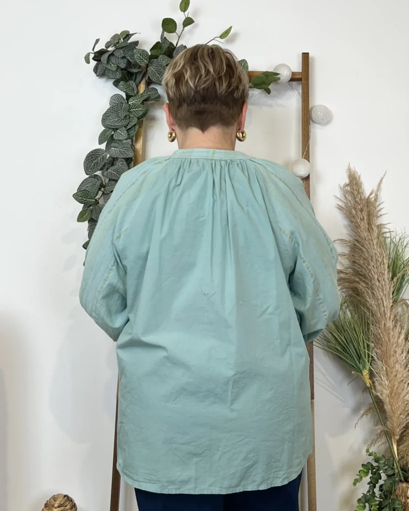 Z327- Blouse brodée coton (Gt) 🇮🇹 - vert-deau - taille-unique-grande-taille
