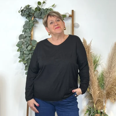 K812- Pull Etoile (Tu) 🇮🇹 - noir - taille-unique-grande-taille