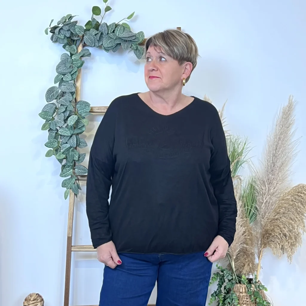 K812- Pull Etoile (Tu) 🇮🇹 - noir - taille-unique-grande-taille
