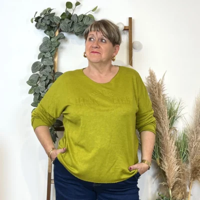 K812- Pull Etoile (Tu) 🇮🇹 - vert-anis - taille-unique-grande-taille