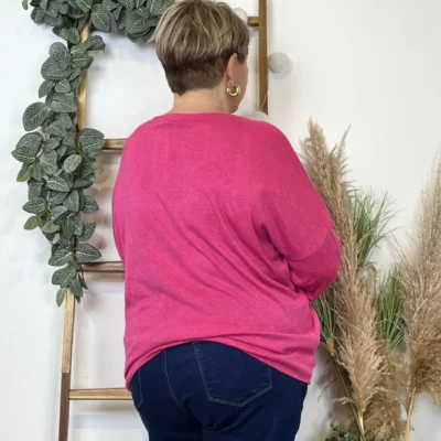 K812- Pull Etoile (Tu) 🇮🇹 - fuchsia - taille-unique-grande-taille