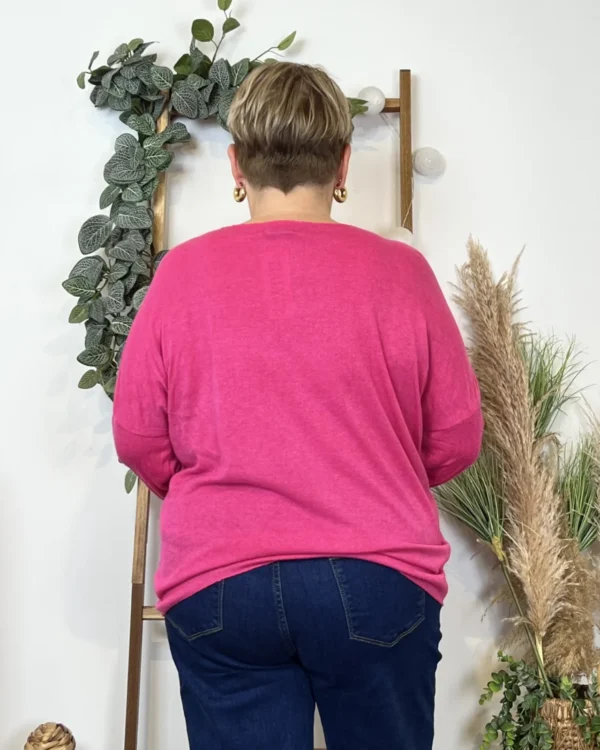 K812- Pull Etoile (Tu) 🇮🇹 - fuchsia - taille-unique-grande-taille