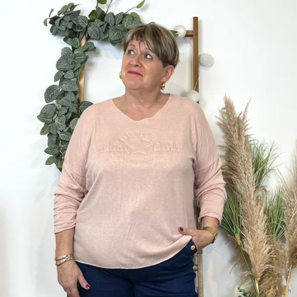 K812- Pull Etoile (Tu) 🇮🇹 - rose-poudre - taille-unique-grande-taille