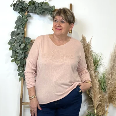 K812- Pull Etoile (Tu) 🇮🇹 - rose-poudre - taille-unique-grande-taille