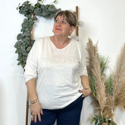 K812- Pull Etoile (Tu) 🇮🇹 - blanc - taille-unique-grande-taille