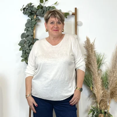 K812- Pull Etoile (Tu) 🇮🇹 - blanc - taille-unique-grande-taille