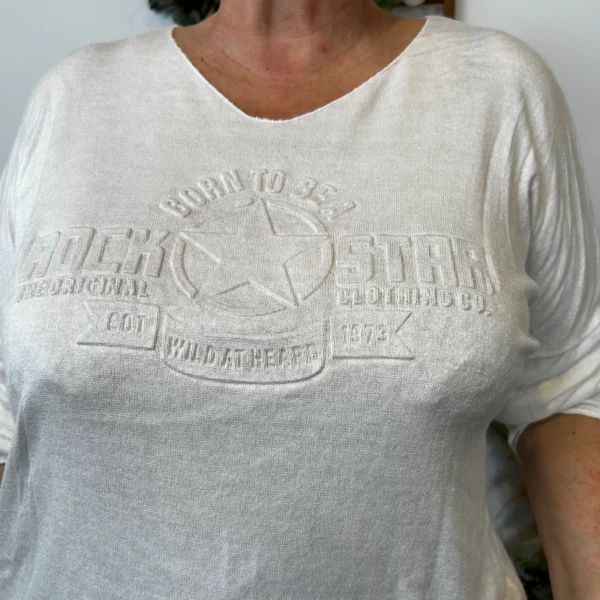 K812- Pull Etoile (Tu) 🇮🇹 - blanc - taille-unique-grande-taille