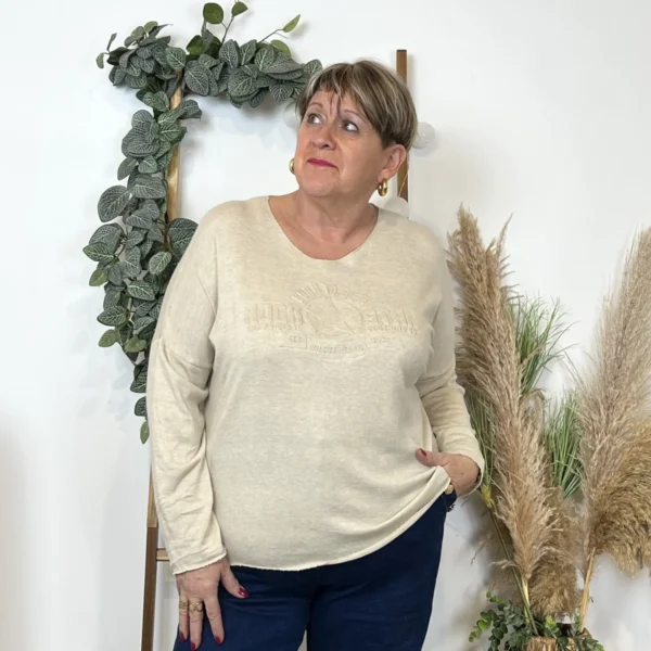 K812- Pull Etoile (Tu) 🇮🇹 - beige - taille-unique-grande-taille