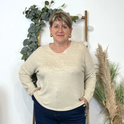 K812- Pull Etoile (Tu) 🇮🇹 - beige - taille-unique-grande-taille