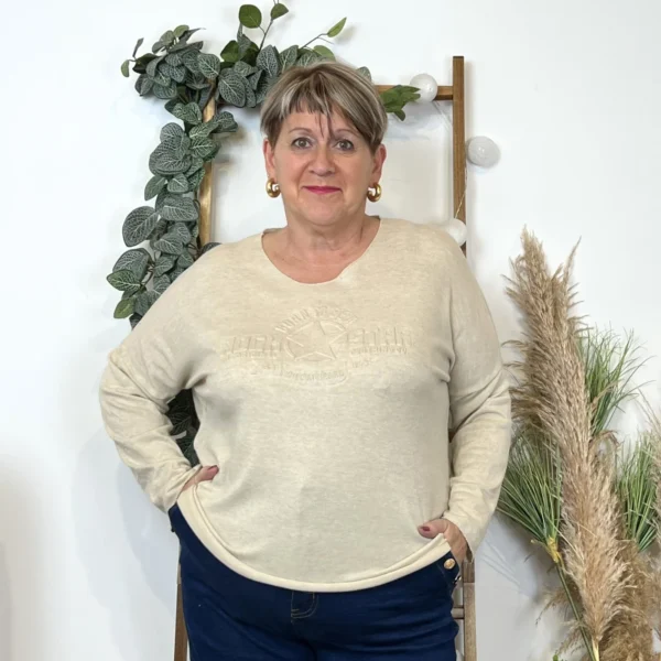 K812- Pull Etoile (Tu) 🇮🇹 - beige - taille-unique-grande-taille