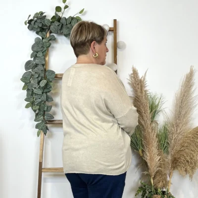 K812- Pull Etoile (Tu) 🇮🇹 - beige - taille-unique-grande-taille