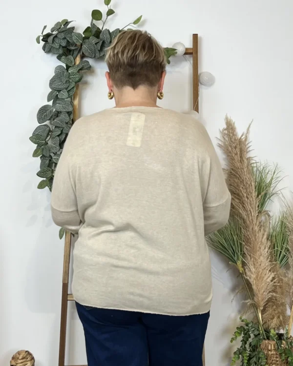 K812- Pull Etoile (Tu) 🇮🇹 - beige - taille-unique-grande-taille