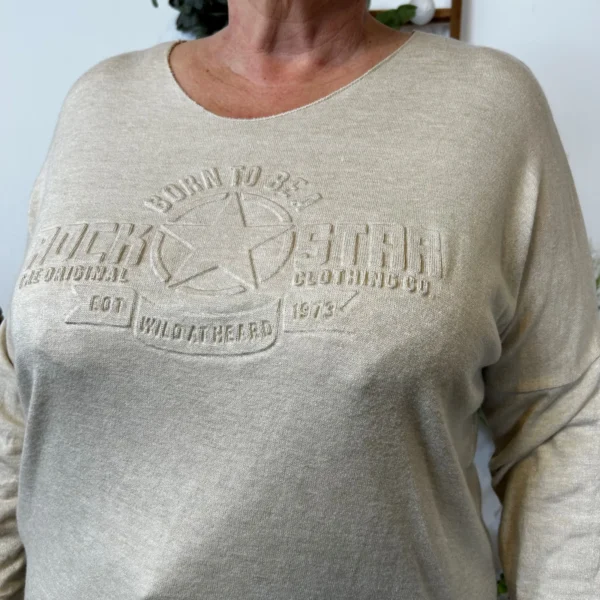 K812- Pull Etoile (Tu) 🇮🇹 - beige - taille-unique-grande-taille