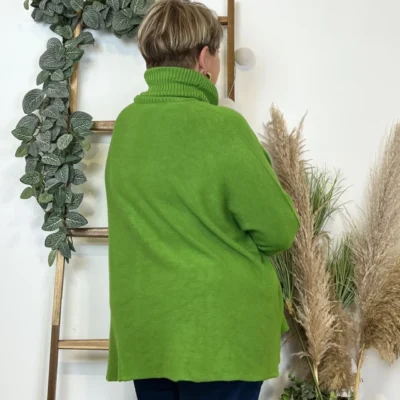 J972- Pull Col roulé uni (Gt) - vert-anis - taille-unique-grande-taille