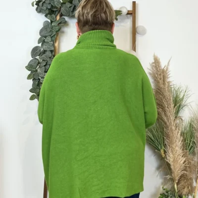 J972- Pull Col roulé uni (Gt) - vert-anis - taille-unique-grande-taille