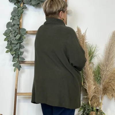 J972- Pull Col roulé uni (Gt) - kaki - taille-unique-grande-taille
