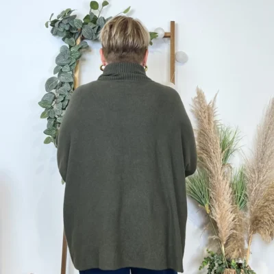 J972- Pull Col roulé uni (Gt) - kaki - taille-unique-grande-taille