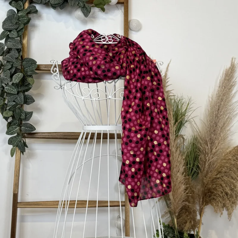 Y539- Echarpe points dorés - fuchsia - sans-taille