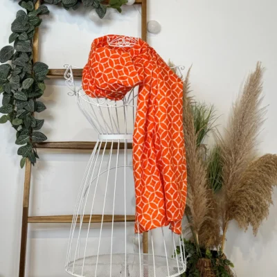Y513- Foulard imprimé Rosace coton - orange - sans-taille