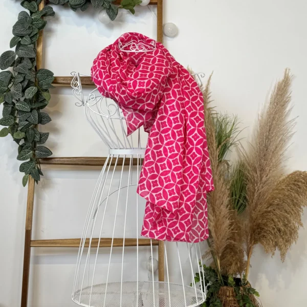 Y513- Foulard imprimé Rosace coton - fuchsia - sans-taille