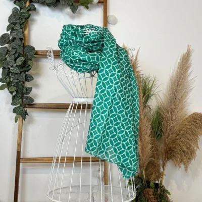 Y513- Foulard imprimé Rosace coton - vert-emeraude - sans-taille