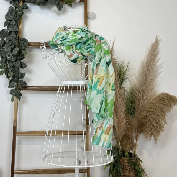 Y519- Foulard Motif Abstrait - vert-anis - sans-taille