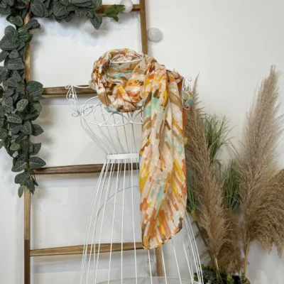 Y519- Foulard Motif Abstrait - orange - sans-taille