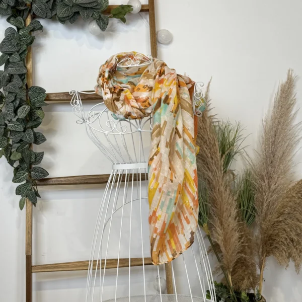 Y519- Foulard Motif Abstrait - orange - sans-taille