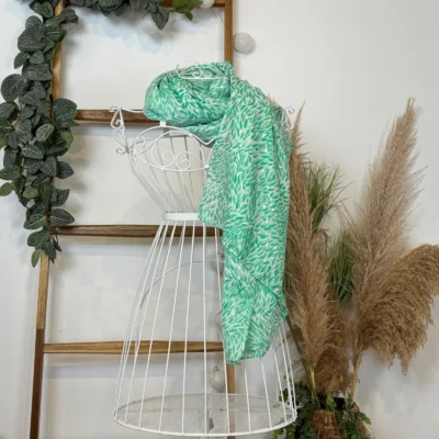 Y523- Foulard Feuilles détails dorés - vert-emeraude - sans-taille