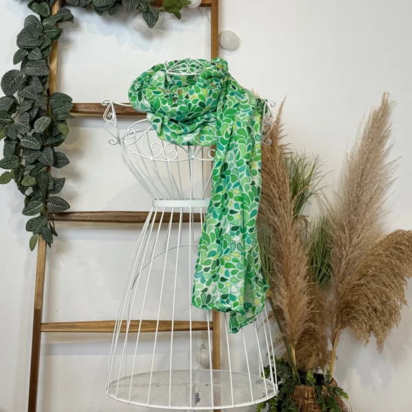 Y516- Foulard Gouttes détails dorés - vert-emeraude - sans-taille