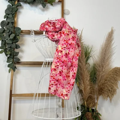 Y516- Foulard Gouttes détails dorés - rose-pale - sans-taille