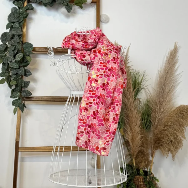 Y516- Foulard Gouttes détails dorés - rose-pale - sans-taille