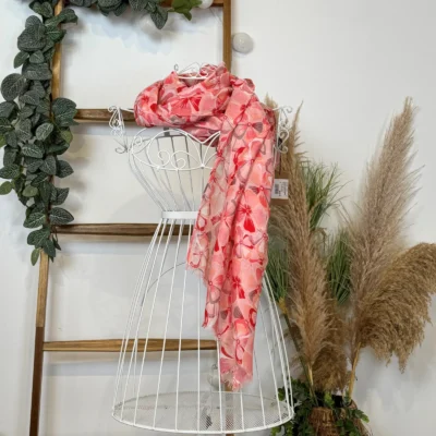 Y530- Foulard Fleurs à détails dorés - rose-pale - sans-taille