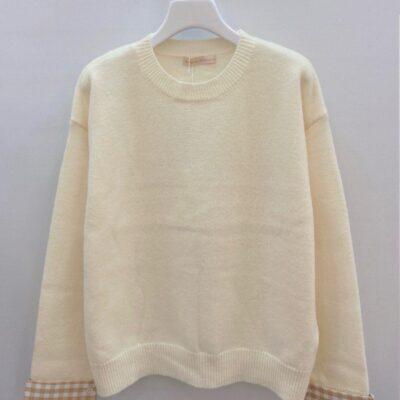 K519- Pull "Vichy" Version Féminin (Tu) - beige - taille-unique