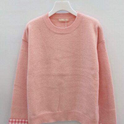 K519- Pull "Vichy" Version Féminin (Tu) - rose-pale - taille-unique