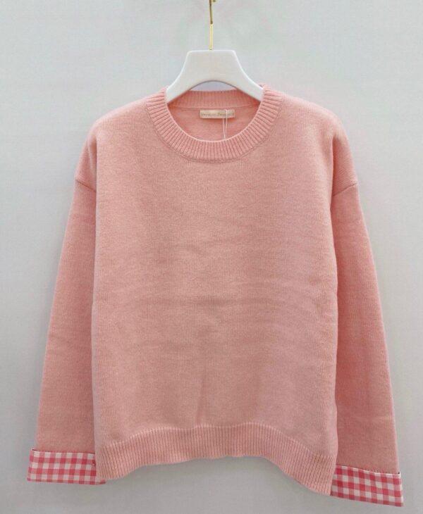 K519- Pull "Vichy" Version Féminin (Tu) - rose-pale - taille-unique