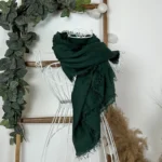 Foulard chèche uni froissé femme – Petit prix 4€ - vert-sapin - sans-taille