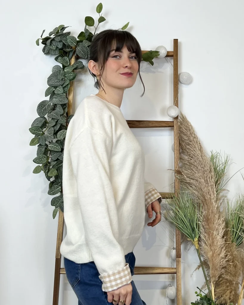 K519- Pull "Vichy" Version Féminin (Tu) - beige - taille-unique