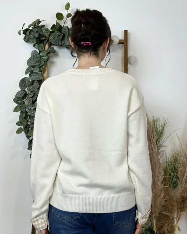 K519- Pull "Vichy" Version Féminin (Tu) - beige - taille-unique