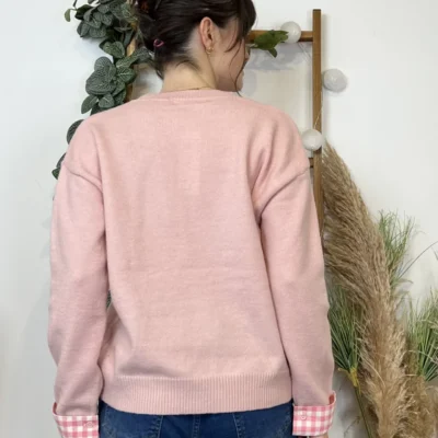 K519- Pull "Vichy" Version Féminin (Tu) - rose-pale - taille-unique