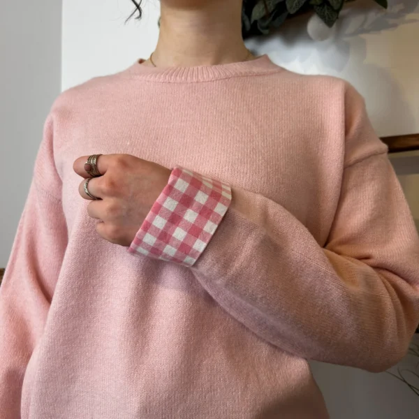 K519- Pull "Vichy" Version Féminin (Tu) - rose-pale - taille-unique