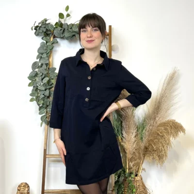 I962- Robe Ycoo velours (T34-T40) - marine - 40