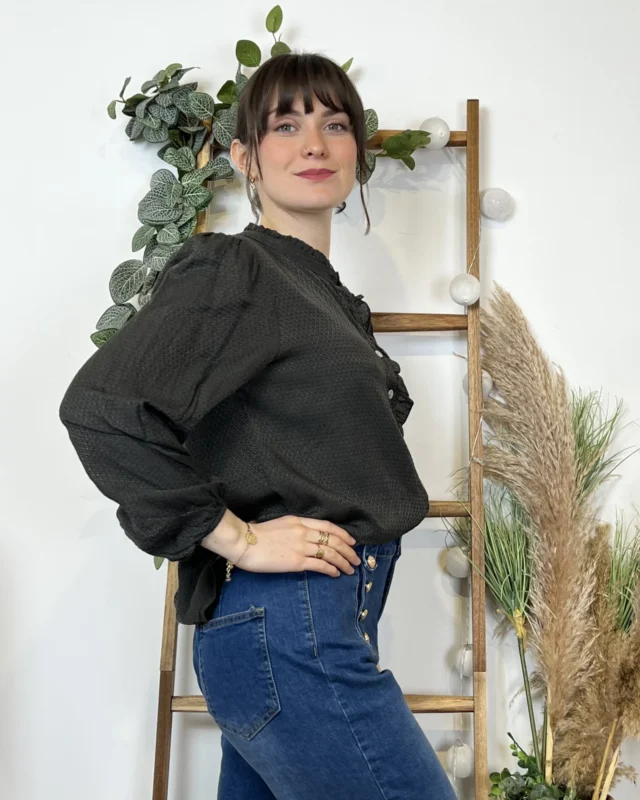 Blouse unie Soie 30% (Tu) - noir - taille-unique
