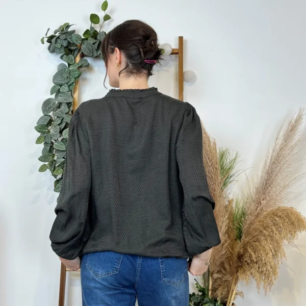 I904- Blouse unie Soie 30% (Tu) - noir - taille-unique