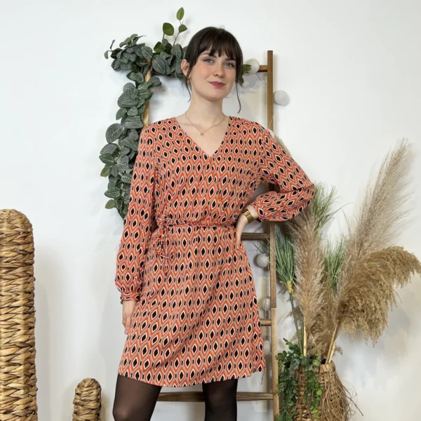 Z591- Robe Akoz Losanges (T36-T42) - orange - 42