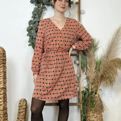 Z591- Robe Akoz Losanges (T36-T42) - orange - 42